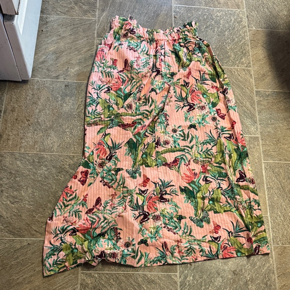 H&M Tropical Print Maxi Skirt - Pink and Green